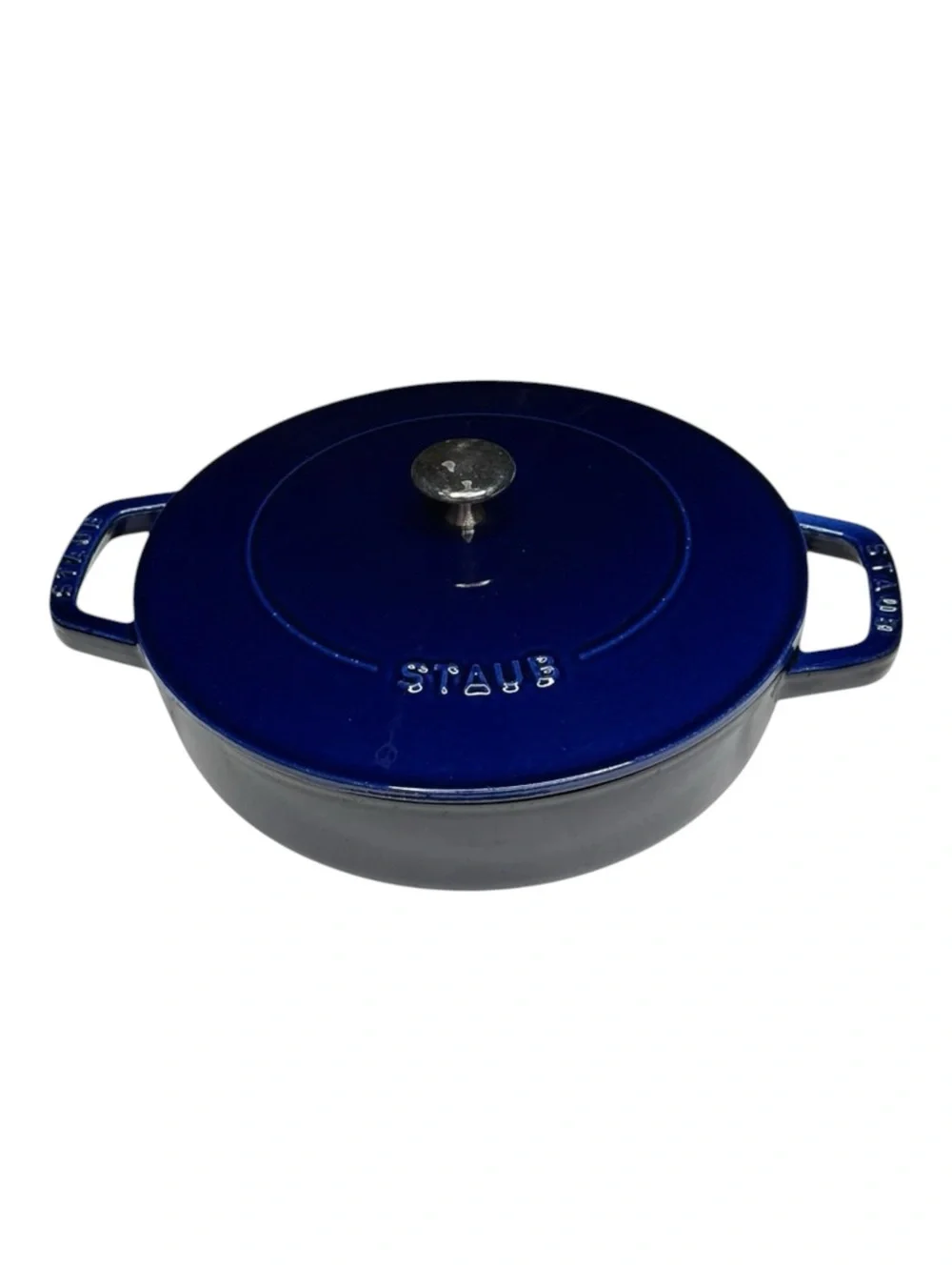 Staub 𖦹 Enameled Cast Iron Braiser with Enamel Lid 𖦹 Glossy Sapphire 𖦹 2L 3.5Q 𖦹